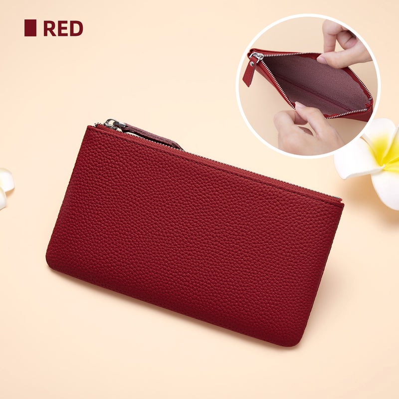 banyanu Leather Cosmetic Bag, Simple And Convenient Handbag, Small And Exquisite Storage Bag (Red) - Image 1