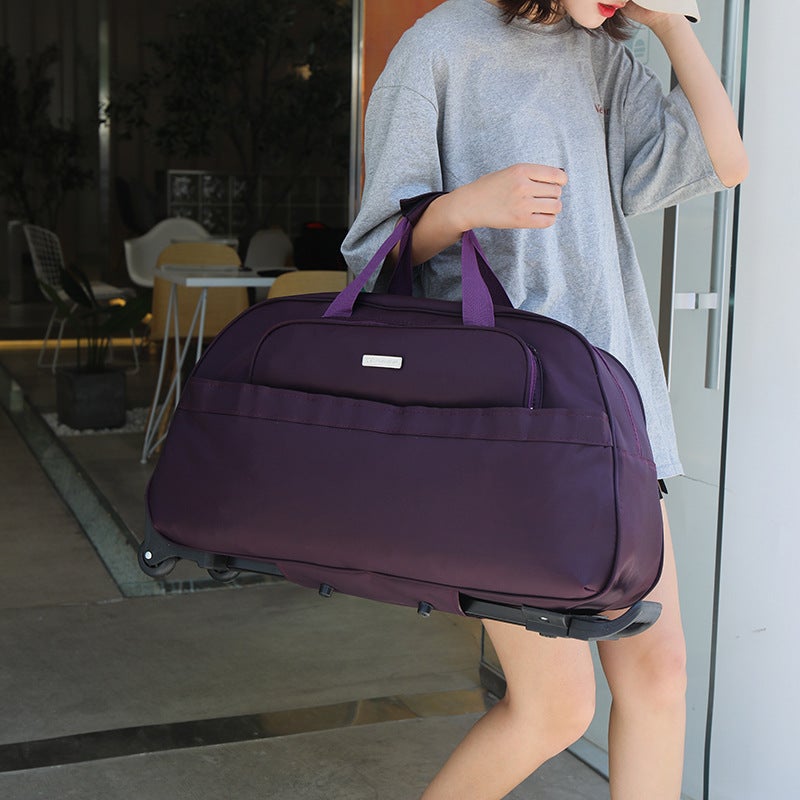 Large Capacity Wheeled Duffel Bag for Travel Purple 
