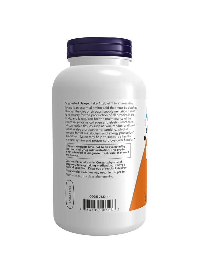 now Supplements Llysine (Llysine Hydrochloride) 1000 Mg Double Strength Amino Acid 250 Tablets - Image 4
