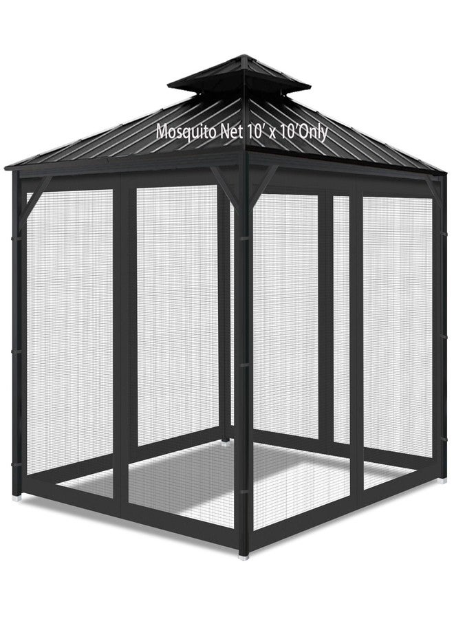 AONEAR Gazebo Universal Replacement Mosquito Netting, 10' x 10' Outdoor Mesh Netting Screen 4-Panel Sidewall with Zipper for Patio, Canopy, Garden and Backyard, Black(Mosquito Net Only) - Image 1