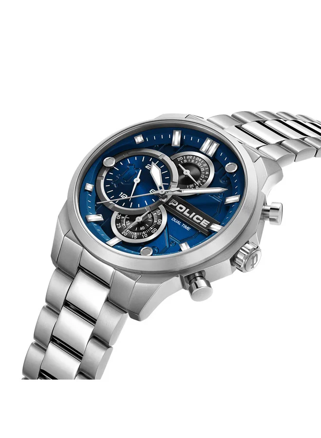 بوليس ساعة رجالية متعددة الوظائف بقرص كحلي وسوار فضي من الستانلس ستيل -  ملم