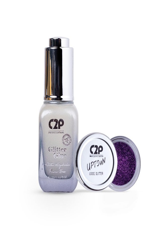 C2P PROFESSIONAL MAKEUP C2P Pro Sparkle Duo Glitter and Glue Kit - Eyeshadow for Eye & Body Makeup | Waterproof, Quick-Drying for Stunning Shimmer Looks (Violet Line 11) - Image 1