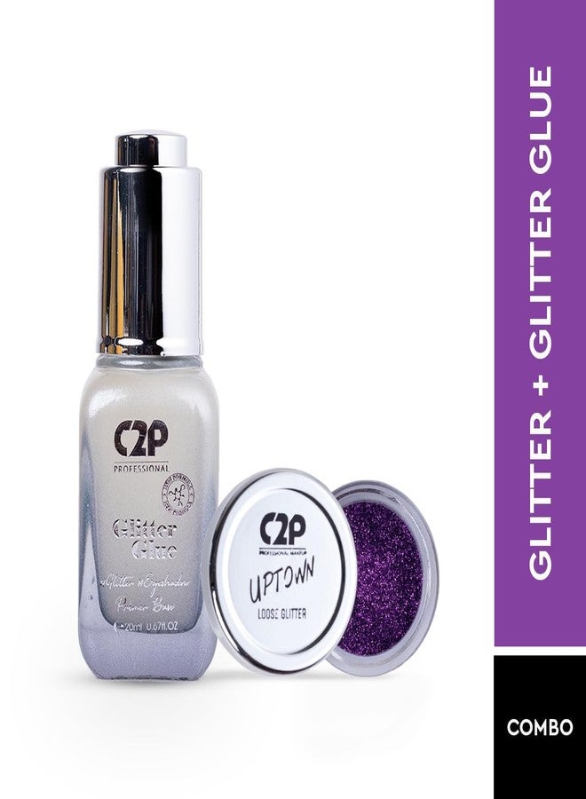 C2P PROFESSIONAL MAKEUP C2P Pro Sparkle Duo Glitter and Glue Kit - Eyeshadow for Eye & Body Makeup | Waterproof, Quick-Drying for Stunning Shimmer Looks (Violet Line 11) - Image 2