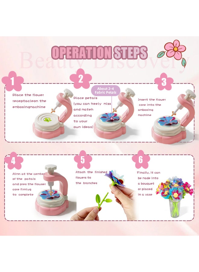 TFiOXL Arts and Crafts Kits for Kids Age 3+, Birthday Gifts for 3+ Year Old Girls, DIY Fabric Flower Bouquet Kit Toys for Kids Activities Holidays Parties - Image 5