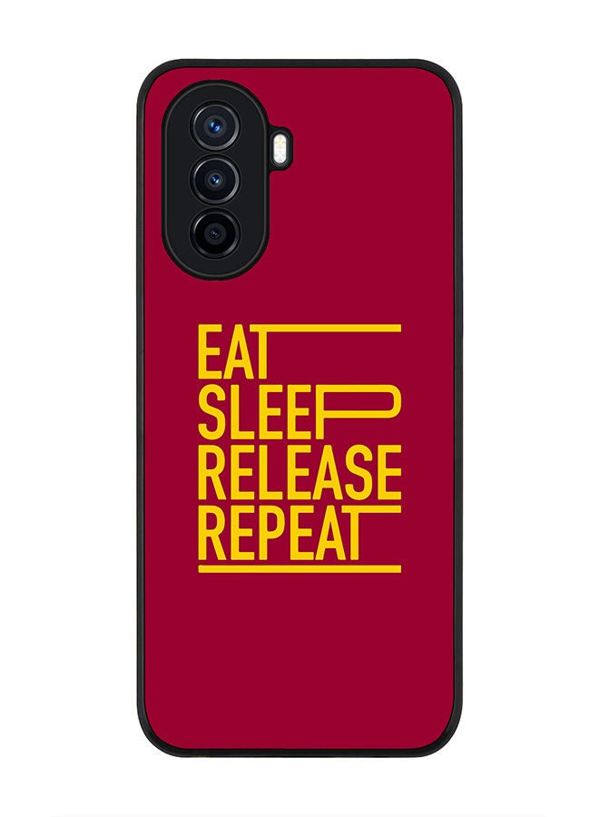 Stylizedd Rugged Black edge case for Huawei Nova Y70  Slim fit Soft Case Flexible Rubber Edges Anti Drop TPU Gel Thin Cover - Eat Sleep Release Repeat - Image 1