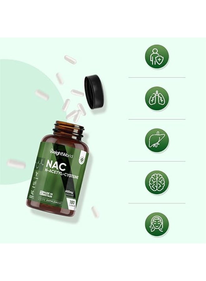 WeightWorld NAC N-Acetyl-Cysteine 600 mg • 180 Capsules • 6 Months Supply • 1 Daily • Liver Detox Support • Antioxidant Boost • Respiratory Health • Immune Support - Image 3