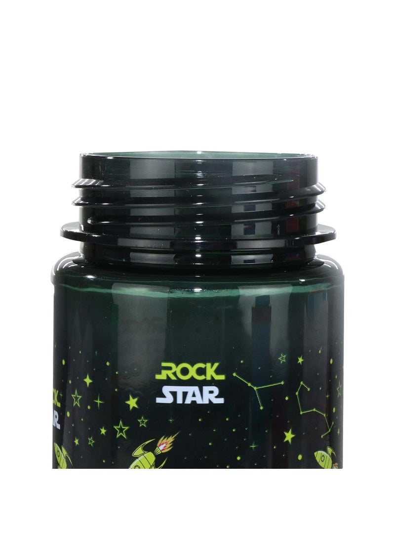 SMILY KIDDOS Smily Kiddos 650ml Straight Water Bottle Nozzle Rockstar Theme Black Kids Water Bottle Dishwasher Safe Water Bottle Leak Proof Flip Top Lid Water Bottle  - Image 5