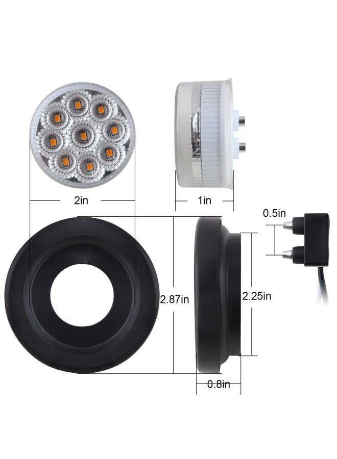 Jamarco 10Pcs 2” Inch Round Led Marker Lights 9 Amber LED Reflectors Clear Lens, 2 Inch Round LED Truck Trailer Clearance Side Marker Lights w/Light Grommets and 2 Prong Trailer Wire Pigtails 12V Waterproof - Image 5