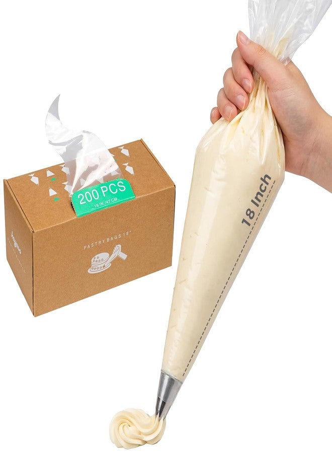 Kayaso 18-Inch Heavy-Duty Disposable Piping Bags, 200 Pack - Extra Thick Smooth Pastry Bags with Easy-Pull Dispenser Box for Cake Decorating, Buttercream Frosting, Cookie Icing & Baking Supplies - Image 1