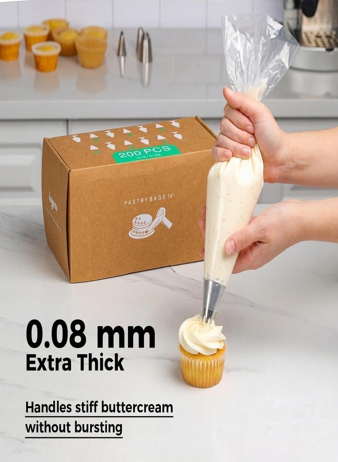 Kayaso 18-Inch Heavy-Duty Disposable Piping Bags, 200 Pack - Extra Thick Smooth Pastry Bags with Easy-Pull Dispenser Box for Cake Decorating, Buttercream Frosting, Cookie Icing & Baking Supplies - Image 2