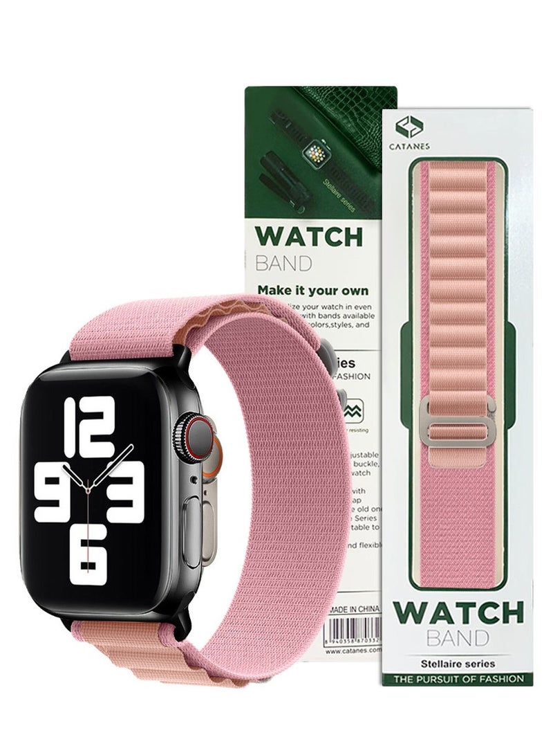 CATANES Alpine Loop Band for Apple Watch Band 38mm 40mm 41mm 42mm (Series 10) Adjustable with Metal G-Hook Strap Pink  - Image 1