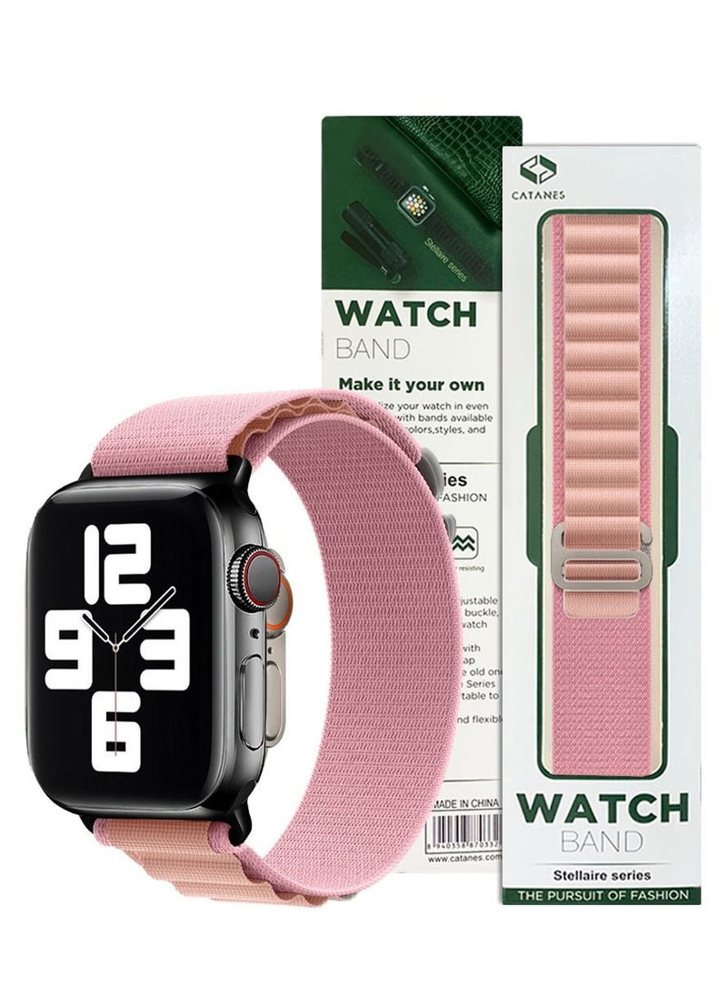 CATANES - Apple Watch Band Alpine Loop Band 38mm 40mm 41mm Women Men Adjustable with Metal G-Hook Strap for iWatch Series 7/SE/6/5/4/3/2/1 Pink - Image 1