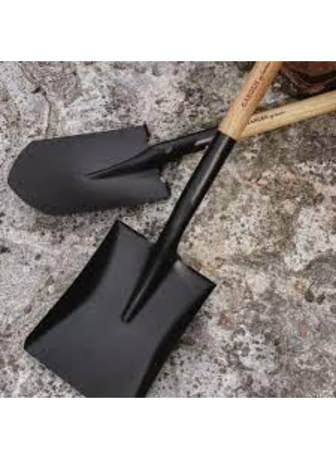 Digging Shovel Set, Black Metal Head, Ergonomic Wooden Handle, Square and Tapered Shovel with D Handle, 2 Pieces - Image 3