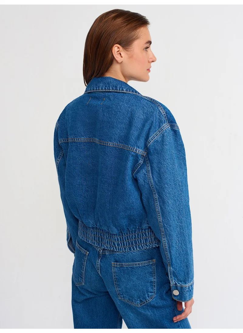 Dilvin 65306 Elastic Bottom Denim Coat-Blue