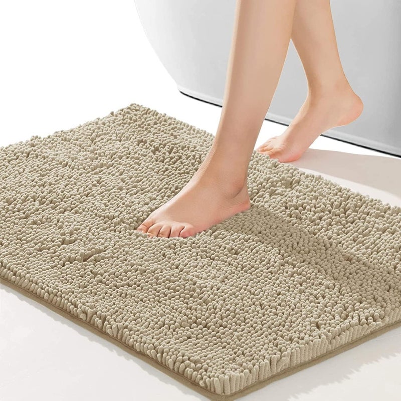 حصيرة حمام THMINS، 80x50 سم، غير قابلة للانزلاق، ناعمة ومريحة، أشعث كثيف ومتين، حصائر حمام سميكة، سهلة التجفيف، حصائر فخمة لأحواض الاستحمام والدش وتحت الحوض - Image 1