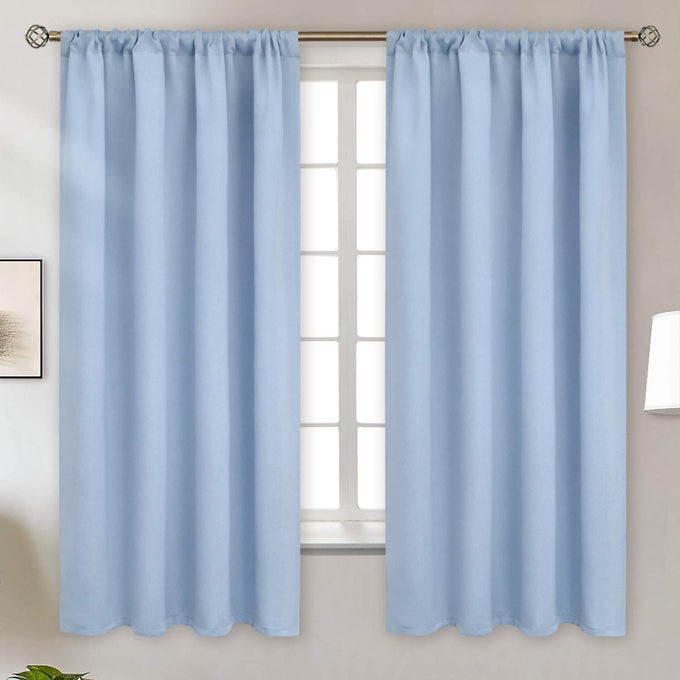 BABY BLUE BLACKOUT CURTAINS 63 INCH LENGTH FOR KIDS BEDROOM ROD POCKET THERMAL INSULATED DRAPES FOR NURSERY ROOM DARKENING PRIVACY 52 X 63 INCH 2 PANELS