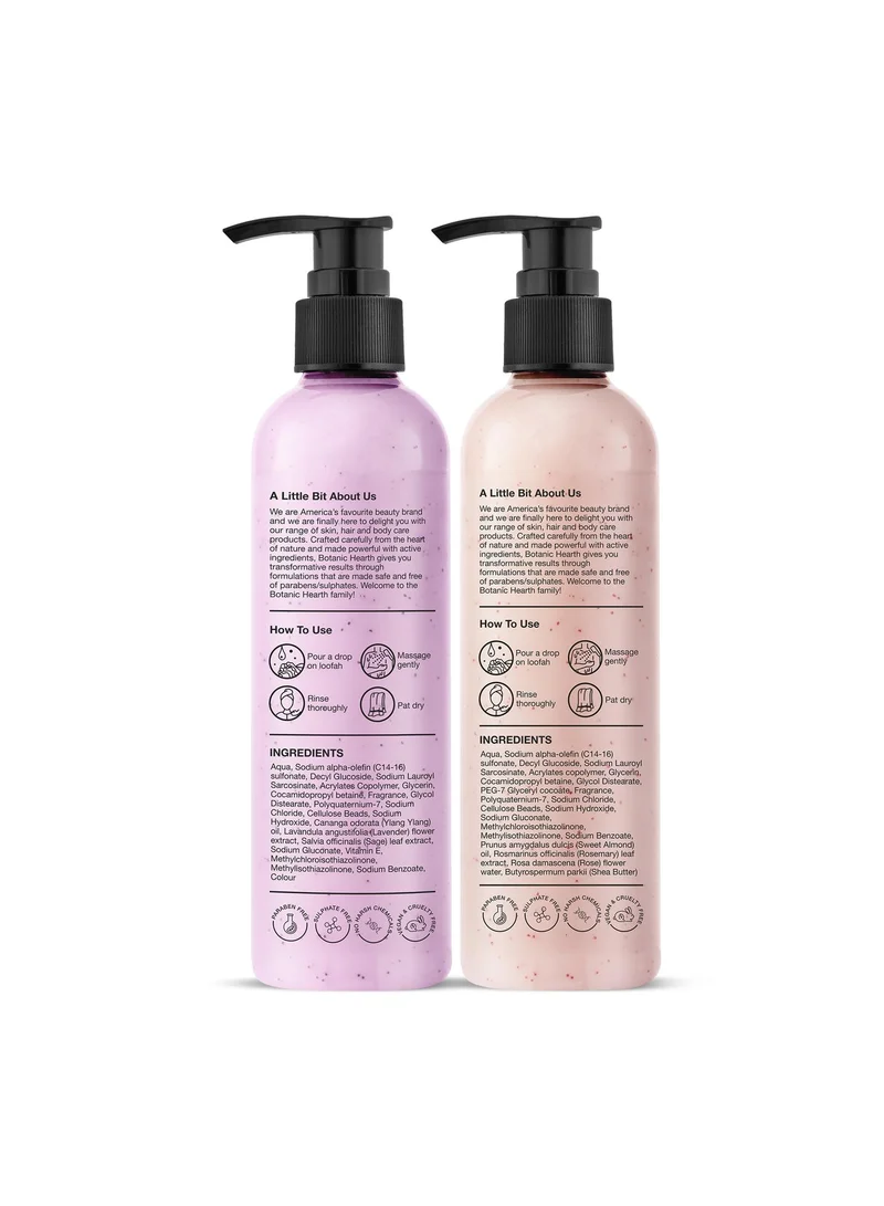 Botanic Hearth Botanic Hearth British Rose & Almond Body Wash and Bulgarian Lavender & 
Ylang Ylang Body Wash (Pack of 2) for Men and Women