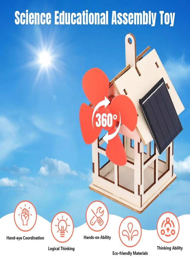 BORDSTRACT Windmill Wooden House Experimental Model, Solar Powered Windmill Cabin DIY Solar Energy Science Educational Assembly Kit - Image 3