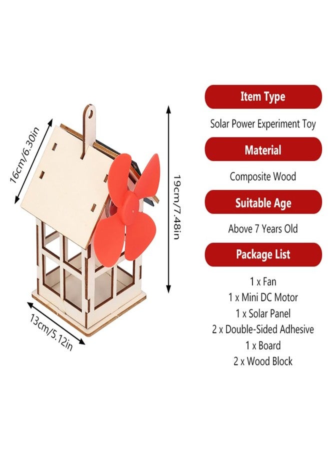 BORDSTRACT Windmill Wooden House Experimental Model, Solar Powered Windmill Cabin DIY Solar Energy Science Educational Assembly Kit - Image 2