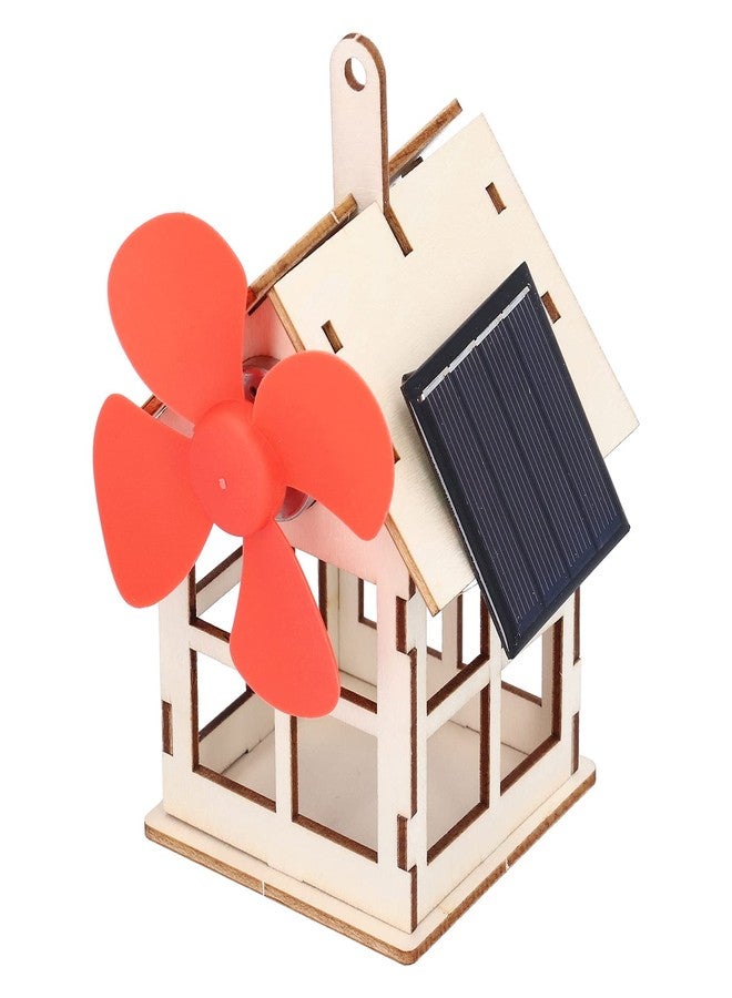 BORDSTRACT Windmill Wooden House Experimental Model, Solar Powered Windmill Cabin DIY Solar Energy Science Educational Assembly Kit - Image 1