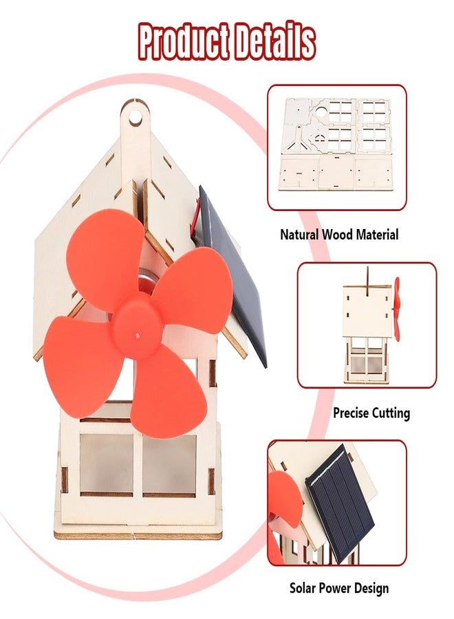 BORDSTRACT Windmill Wooden House Experimental Model, Solar Powered Windmill Cabin DIY Solar Energy Science Educational Assembly Kit - Image 4