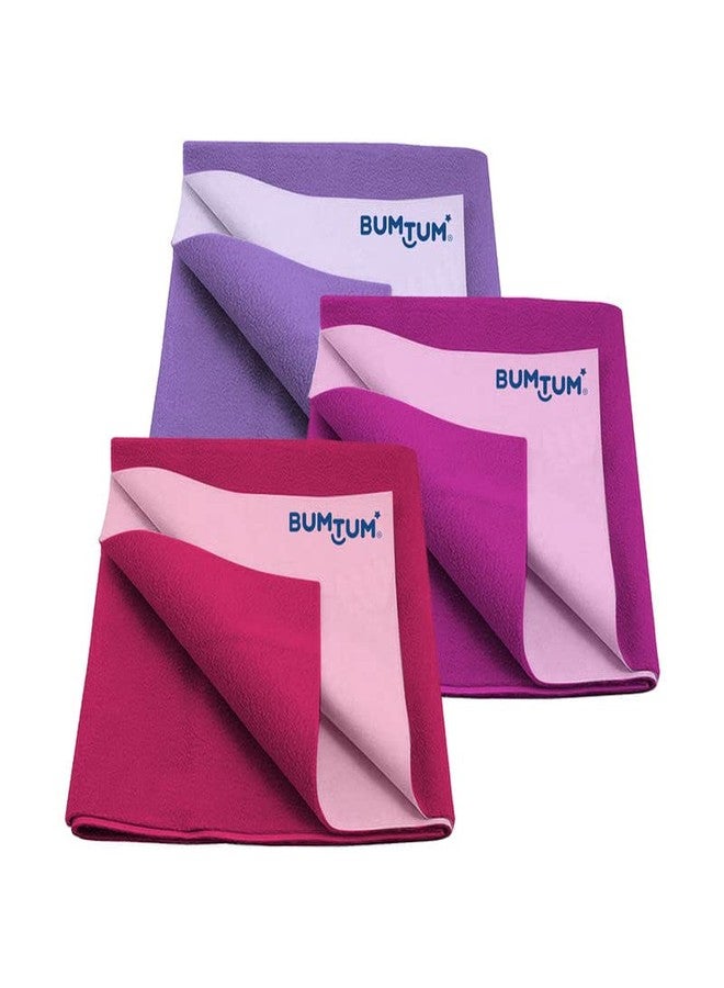 Bumtum Baby Dry Sheet Waterproof Quick Soft Fleece Baby Bed Protector | Anti - Bacterial|Extra Absorbant, Reuseable & Washable (Lilac + Grape + Hot Pink Combo, Large Size, 100 * 140cm, Pack of 3) - Image 1