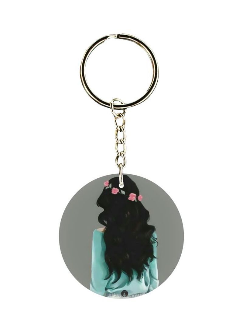 Girl Printed Double Sided Keychain