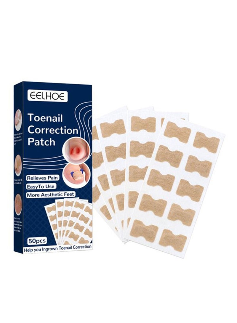 EELHOE 50 قطعة من ملصقات تصحيح أظافر القدم، شرائط تصحيح أظافر القدم الغارزة، ملصقات دعامة مرنة لأظافر القدم - Image 1