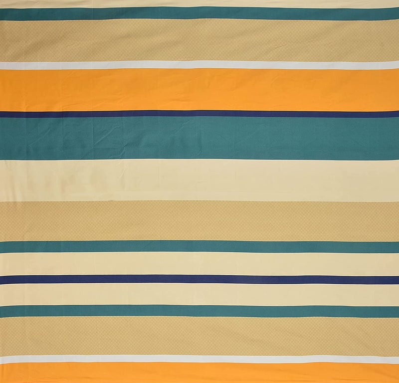 SpangleHomes 100% Soft Glace Cotton Elastic Fitted Single Bed Bedsheet with 1 Large Pillow Cover (Single Bed 50 * 75 Inches, Yellow Green Stripes), 300 tc - Image 2