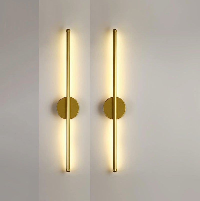 Groeien Pack of 2 | Modern LED 3 Color Long Gold Sconce Wall Light for Bedroom Living Room Corridor Lighting Fixtures Wall Mount(Warm+Natural+Coolwhite)(Gold Wall Light01, 2) - Image 1