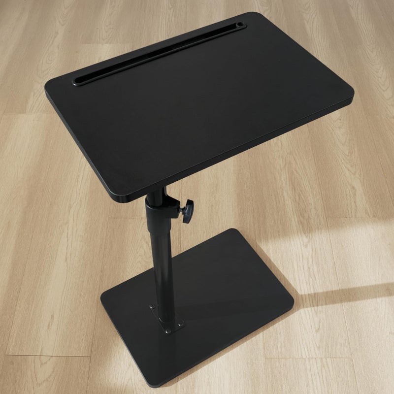 YUHFERA Sofa Armrest Tray Table for Couch  360 Swivel Height Adjustable End for Small Spaces Snack Side Table for Bed or Chair with Phone  Tablet Slot BlackStandard