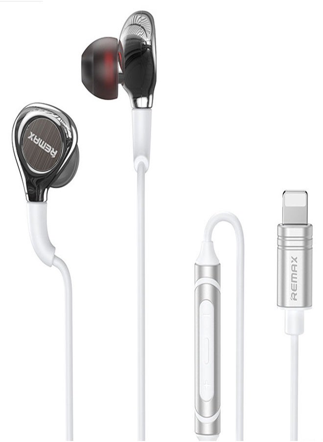 REMAX - In-Ear Headphones With In-Line Volume Control, Noise Cancellation For IPhone, IPad Pro, IPod, IOS Devices, GearPod-LT-(White) - Image 1