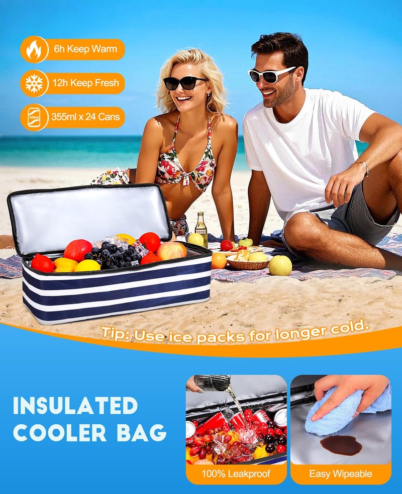 ISEYOU Beach Bag with Cooler, 49L Large Family Beach Tote with Zipper, Waterproof Sandproof Beach Bags for Women and Men, Foldable Lightweight Travel Bag for Pool, Picnic, Gym - Image 3