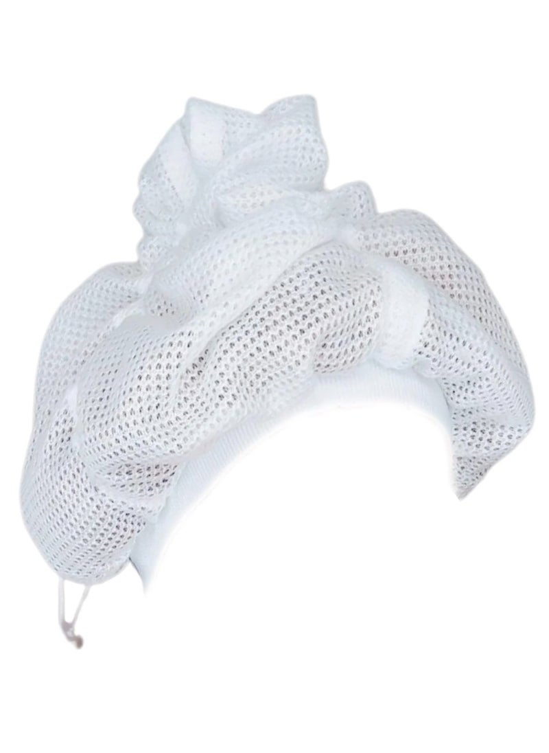 Generic Net Plopping Cap for Drying Curly Hair, Adjustable Net Plopping Cap with Drawstring, Dry Hair Cap with Elastic Band Suitable for Different Head Sizes (1Pc/White)  - Image 2