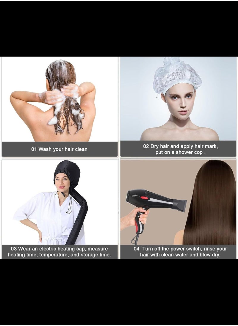 Generic Net Plopping Cap for Drying Curly Hair, Adjustable Net Plopping Cap with Drawstring, Dry Hair Cap with Elastic Band Suitable for Different Head Sizes (1Pc/White)  - Image 4