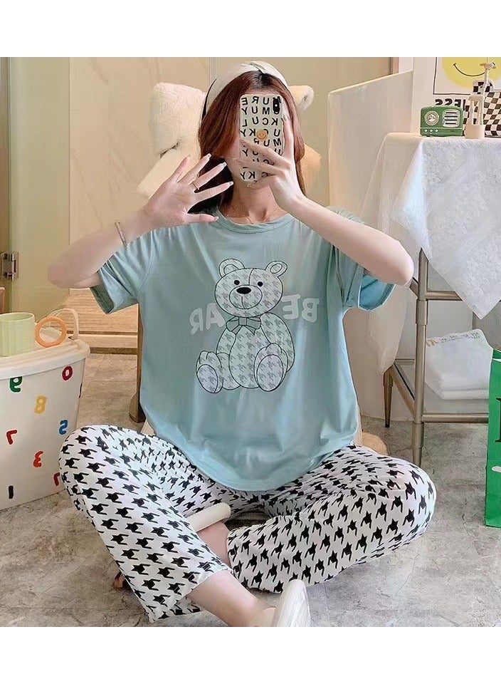 DubaiGallery Women's Collared Neck With Short Sleeve Pyjama Set