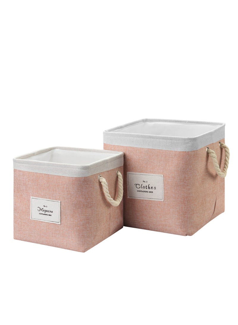 LAWAZIM Laundry Basket Set 2 Pieces Storage Basket | Laundry Hamper | Boxes for Organizing - Pink - Image 1