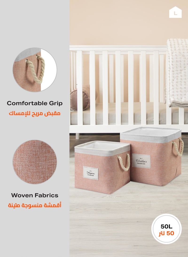 LAWAZIM Laundry Basket Set 2 Pieces Storage Basket | Laundry Hamper | Boxes for Organizing - Pink - Image 4