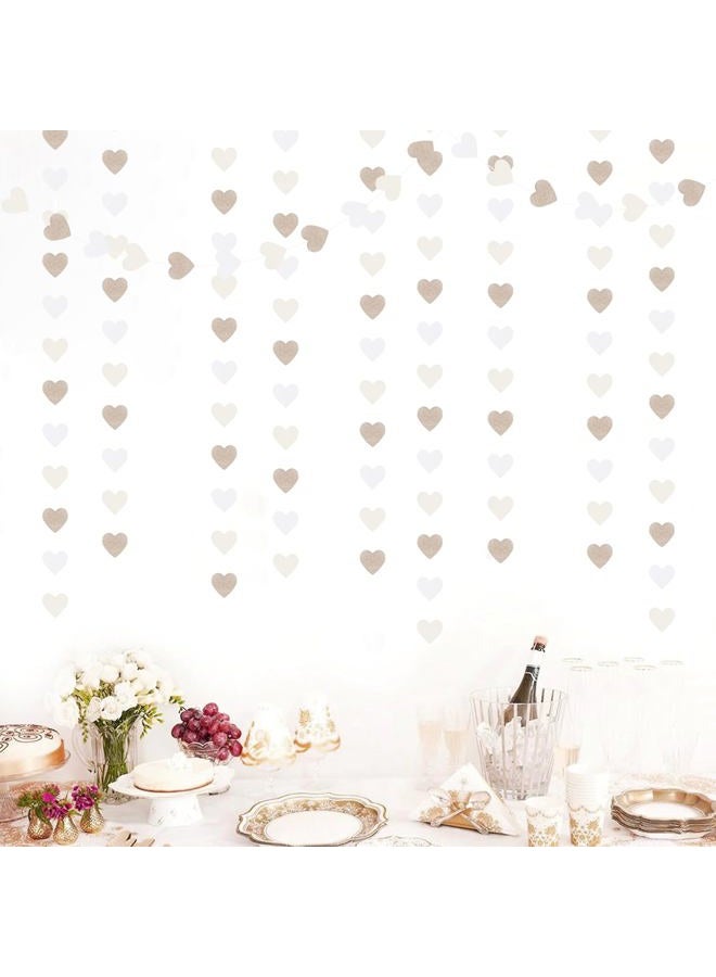 burgleda Champagne-Gold Milky-White Birthday Party-Decorations Heart-Garland - 52ft Wedding Hanging Streamers Banner,Bachelorette Engagement Romantic Special Night Baby Bridal Shower Backdrop Decor Burgleda - Image 4