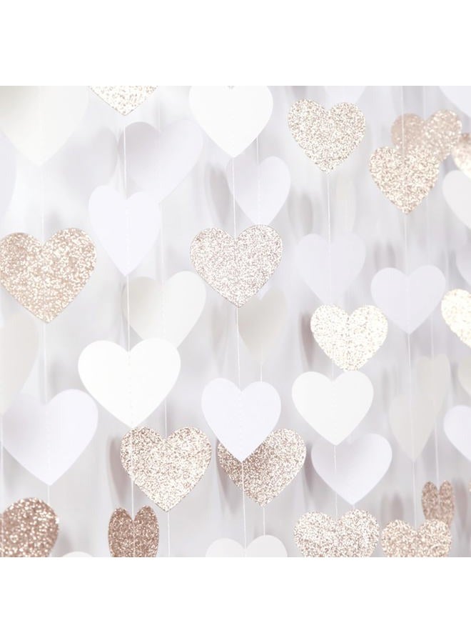 burgleda Champagne-Gold Milky-White Birthday Party-Decorations Heart-Garland - 52ft Wedding Hanging Streamers Banner,Bachelorette Engagement Romantic Special Night Baby Bridal Shower Backdrop Decor Burgleda - Image 1