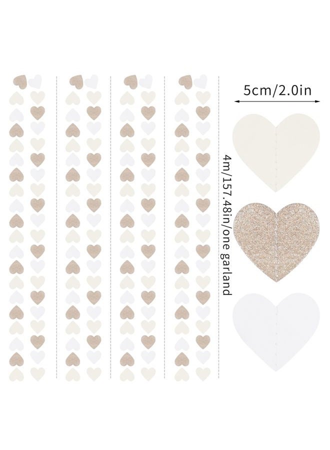 burgleda Champagne-Gold Milky-White Birthday Party-Decorations Heart-Garland - 52ft Wedding Hanging Streamers Banner,Bachelorette Engagement Romantic Special Night Baby Bridal Shower Backdrop Decor Burgleda - Image 2