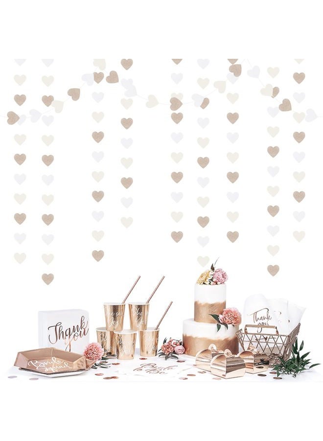 burgleda Champagne-Gold Milky-White Birthday Party-Decorations Heart-Garland - 52ft Wedding Hanging Streamers Banner,Bachelorette Engagement Romantic Special Night Baby Bridal Shower Backdrop Decor Burgleda - Image 5