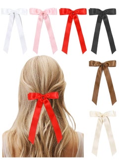 Satin Hair Bows with Tassels and Long Tails  Cute Ribbon Barrettes and BowKnot Clips for Girls and Women 6PCS Fashion Hair Accessories