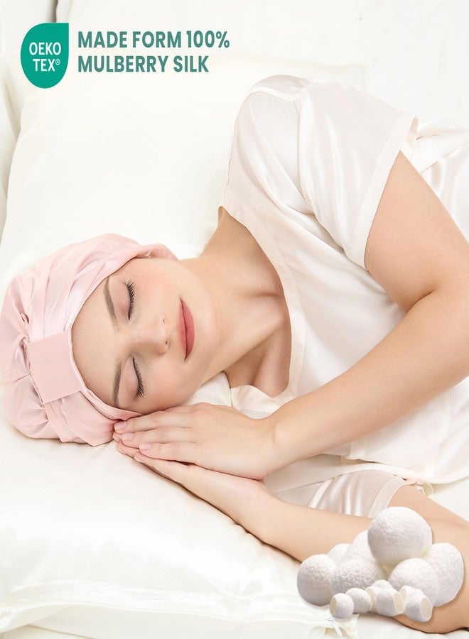 THXSILK 100% Mulberry Silk Bonnet for Sleeping Women Hair Wrap Hair Cap for Women Long Curly Hair Silk Sleep Bonnet with Square Buckle Design, Charming Pink - Image 2