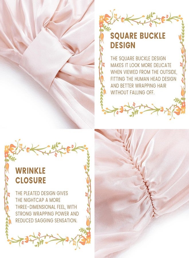 THXSILK 100% Mulberry Silk Bonnet for Sleeping Women Hair Wrap Hair Cap for Women Long Curly Hair Silk Sleep Bonnet with Square Buckle Design, Charming Pink - Image 3