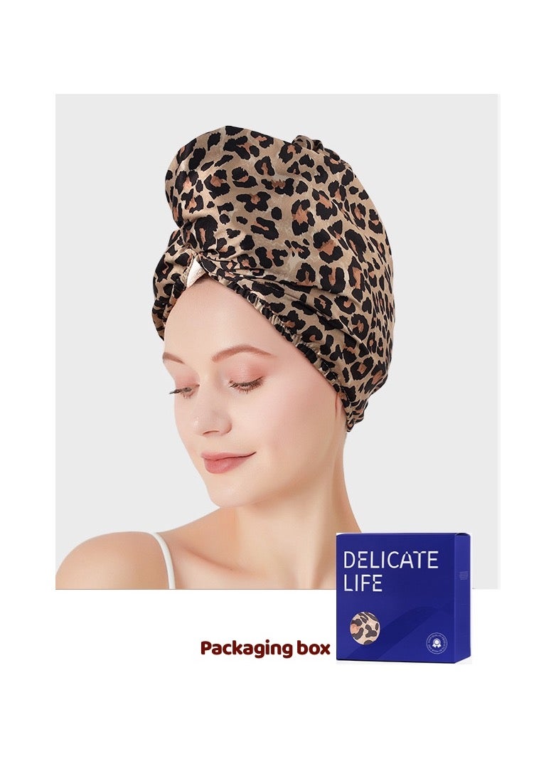 سان يي التفاف منشفة الشعر ، Bandanas لتجفيف الشعر بسرعة ، منشفة شعر ساتان قوية ماصة سميكة ، مناشف ضربة مشبك العناية بالشعر المضادة للبكتيريا ، مناشف الشعر ، العصابات ، مناشف الشعر الحريري ، 2 حزم (الوردي والفهد) - Image 1