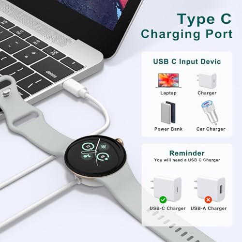 Tobfit Charging Cable for Google Pixel Watch 1 Charger, Magnetic Watch Charger Cord Cable, 3.3ft/100cm， White - Image 4