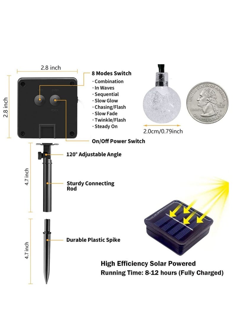 Cool Baby COOLBABY Solar String Lights Outdoor Waterproof, 200LED Solar Garden Lights, 8 Modes Crystal Ball Lights 22 Meters, Solar Garden Lights for Garden Patio Courtyard Home Christmas Party Wedding - Image 3