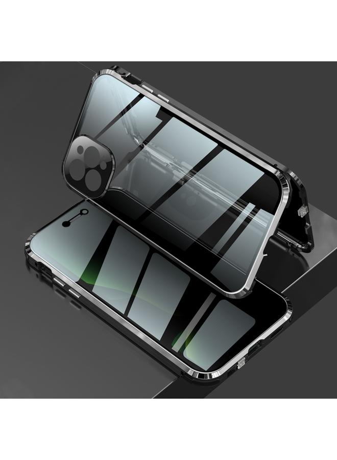 Zaboon Case For iPhone 12 Pro Four-corner Shockproof Anti-peeping Magnetic Metal Frame Double-sided Tempered Glass Case - Image 1