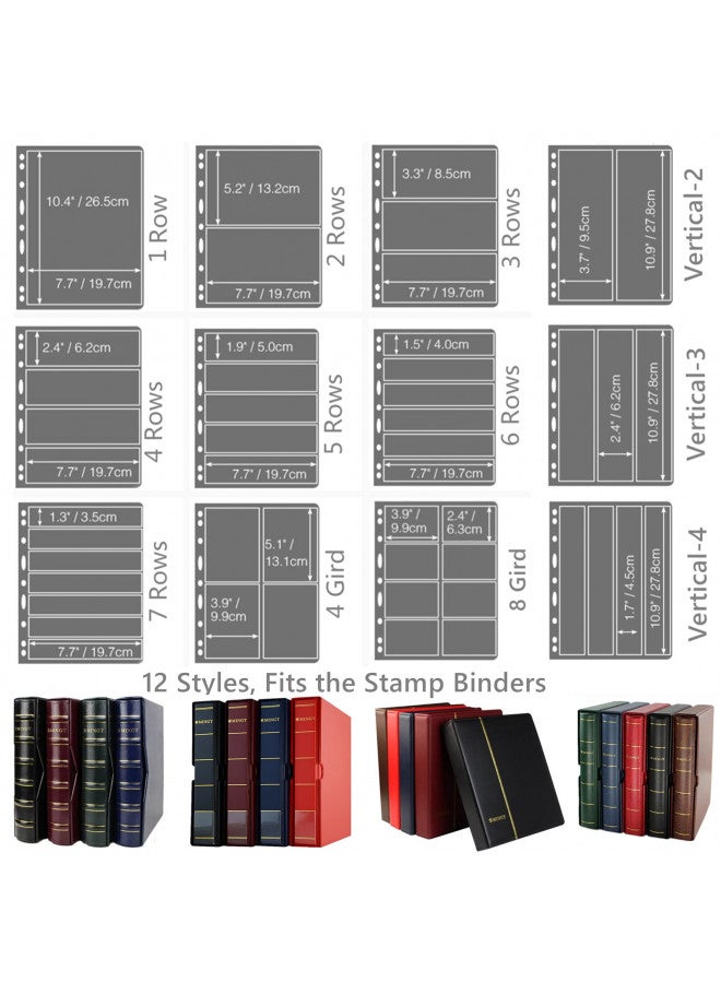 MUDOR Vario Stamp Pages for Stamp Album Binder, 10 Sheet (20 Page) 1 Row Pages for Stamp Collectors, Professional Pack (1 Row) - Image 4
